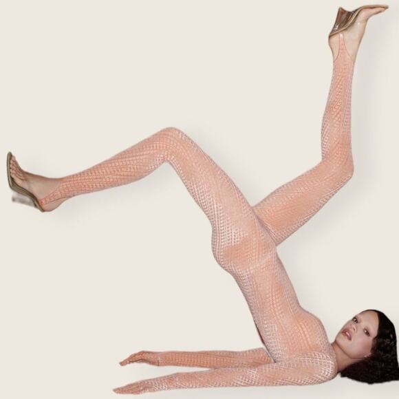 NWT | SKIMS | Long Sleeve Stirrup Onesie with Gloves | Peach | 2X & 4X - Picture 1 of 11
